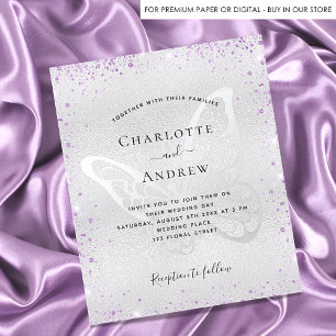 Prospectus 11,4 Cm X 14,2 Cm Faire-part de mariage budgétaire papillon violet a