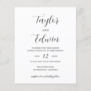 Prospectus 11,4 Cm X 14,2 Cm Faire-part de mariage budgétaire simple et contemp