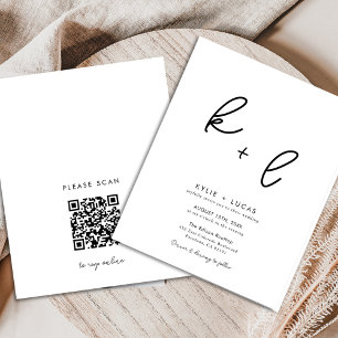 Prospectus 11,4 Cm X 14,2 Cm Faire-part de mariage de code Qr noir et blanc mod