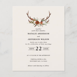 Prospectus 11,4 Cm X 14,2 Cm Faire-part de mariage de stag vert sauge budget