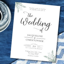 Faire-part de mariage d'eucalyptus du budget monog