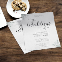 Faire-part de mariage d'eucalyptus du budget monog