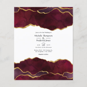 Prospectus 11,4 Cm X 14,2 Cm Faire-part de mariage en agate or et bordeaux
