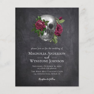 Prospectus 11,4 Cm X 14,2 Cm Faire-part de mariage en papier   Roses de crâne g