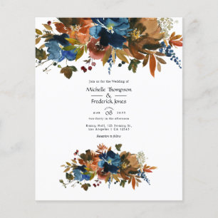 Prospectus 11,4 Cm X 14,2 Cm Faire-part de mariage floral au gingembre et au bl