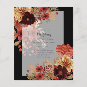 Prospectus 11,4 Cm X 14,2 Cm Faire-part de mariage floral BUDGET FALL - Dusky