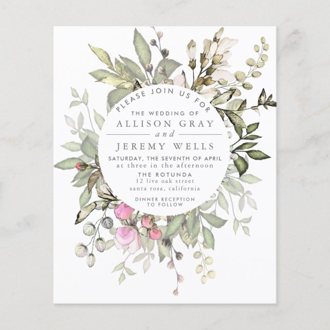 Prospectus 11,4 Cm X 14,2 Cm Faire-part de mariage floral de printemps (Devant)