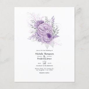 Prospectus 11,4 Cm X 14,2 Cm Faire-part de mariage floral lavande et argent