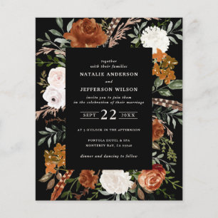 Prospectus 11,4 Cm X 14,2 Cm Faire-part de mariage floral noir à petit prix