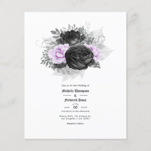 Prospectus 11,4 Cm X 14,2 Cm Faire-part de mariage floral violet et noir
