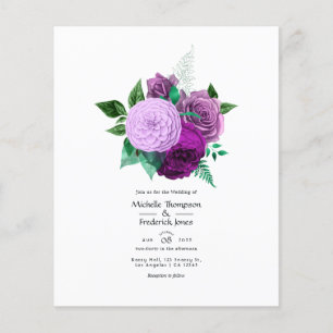 Prospectus 11,4 Cm X 14,2 Cm Faire-part de mariage floral violet et vert