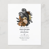 Faire-part de mariage gothique aux hiboux ambre vi