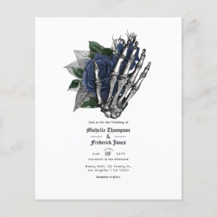 Prospectus 11,4 Cm X 14,2 Cm Faire-part de mariage gothique floral bleu marine 