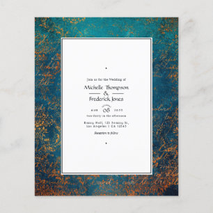 Prospectus 11,4 Cm X 14,2 Cm Faire-part de mariage Grunge Copper Patina et Turq