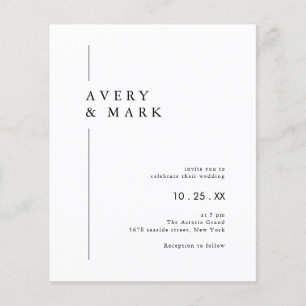 Prospectus 11,4 Cm X 14,2 Cm FAIRE-PART DE MARIAGE minimaliste noir blanc BUDGE