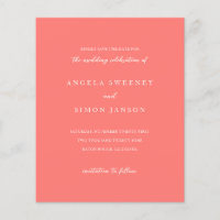 Faire-part de mariage moderne gras vibrant corail