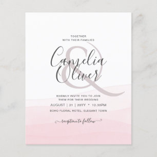 Prospectus 11,4 Cm X 14,2 Cm Faire-part de mariage ombré rose glacé