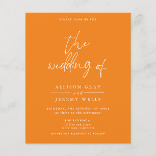 Prospectus 11,4 Cm X 14,2 Cm Faire-part de mariage Organge Budget