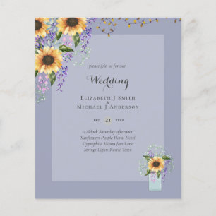 Prospectus 11,4 Cm X 14,2 Cm Faire-part de mariage pas cher - Tournesols rustiq