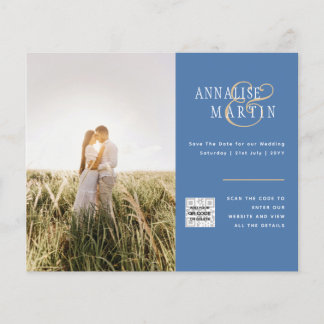 Prospectus 11,4 Cm X 14,2 Cm FAIRE-PART DE MARIAGE photo BUDGET BLEU Dates de s