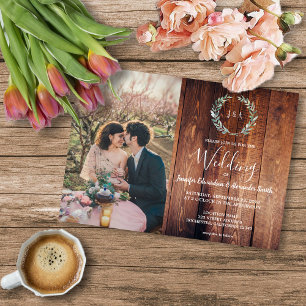 Prospectus 11,4 Cm X 14,2 Cm Faire-part de mariage photo en bois de grange avec