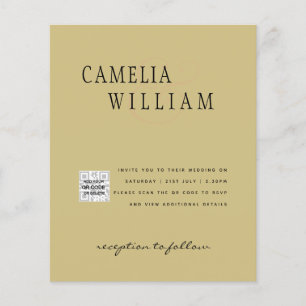 Prospectus 11,4 Cm X 14,2 Cm Faire-part de mariage photo QRCode RSVP or jaune