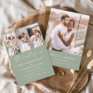Prospectus 11,4 Cm X 14,2 Cm Faire-part de mariage photo verte de Budget Sage