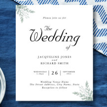 Faire-part de mariage vert eucalyptus budget