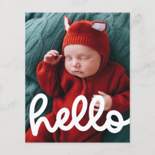 Prospectus 11,4 Cm X 14,2 Cm Faire-part de naissance Hello moderne avec budget 