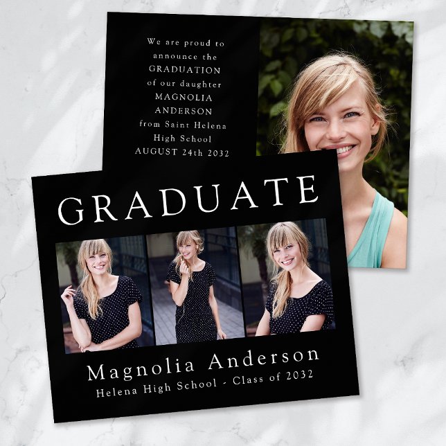 Prospectus 11,4 Cm X 14,2 Cm Faire-part photo Black Graduate Four (Créateur téléchargé)