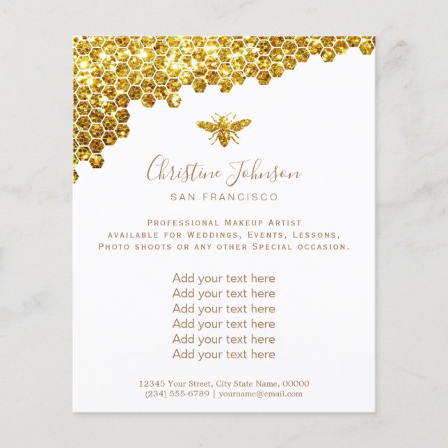 Prospectus 11,4 Cm X 14,2 Cm faux glitter bee honeycomb (Devant)