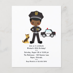 Prospectus 11,4 Cm X 14,2 Cm Fête d'anniversaire d'un garçon noir Policier