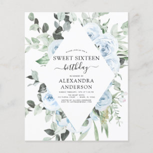 Prospectus 11,4 Cm X 14,2 Cm Fête d'anniversaire Sweet Sixteen Dusty Blue pas c