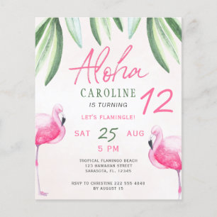 Prospectus 11,4 Cm X 14,2 Cm Fête d'anniversaire tropicale Flamingo pour enfant