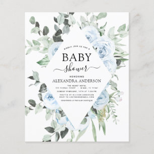Prospectus 11,4 Cm X 14,2 Cm Fête de Bébé Fleurie Bleu Poussiéreux sur Budget a