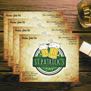 Prospectus 11,4 Cm X 14,2 Cm Fête de la Saint-Patrick à petit budget Bière irla