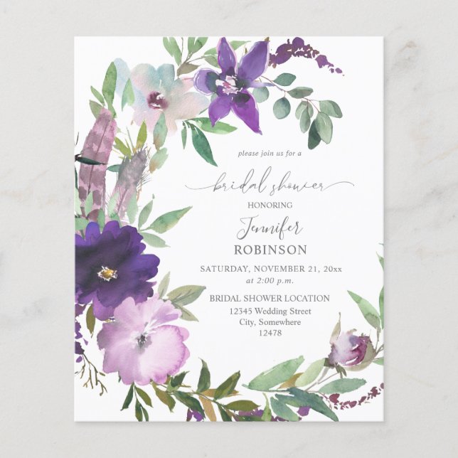 Prospectus 11,4 Cm X 14,2 Cm Fête des mariées florale violet violet de lavande  (Devant)