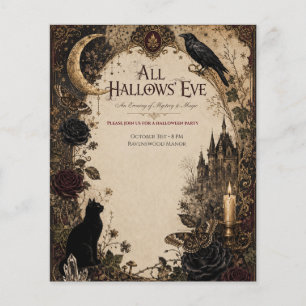Prospectus 11,4 Cm X 14,2 Cm Fête d'Halloween pour adultes Corbeau, Clé Antique