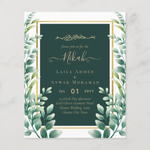Prospectus 11,4 Cm X 14,2 Cm Feuilles d'eucalyptus MARIAGE OR INVITATION QR COD