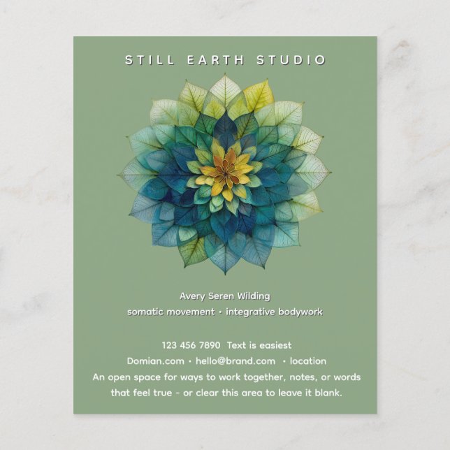 Prospectus 11,4 Cm X 14,2 Cm Feuilles Vivantes | Mandala (Dos)