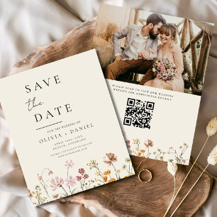 Prospectus 11,4 Cm X 14,2 Cm Fleur sauvage Beige Photo QR Code Enregistrer la d