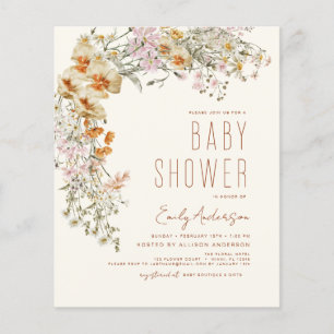 Prospectus 11,4 Cm X 14,2 Cm Fleur sauvage Budget Boho Baby shower Terracotta