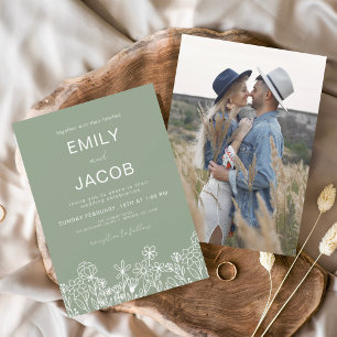 Prospectus 11,4 Cm X 14,2 Cm Fleur sauvage Budget Boho Photo Sage Green Mariage