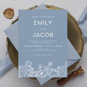 Prospectus 11,4 Cm X 14,2 Cm Fleur sauvage Budget Dusty Blue Botanical Mariage