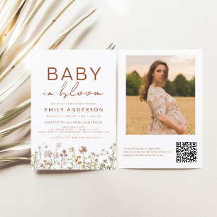 Prospectus 11,4 Cm X 14,2 Cm Fleur sauvage QR Code Baby in Bloom Baby shower