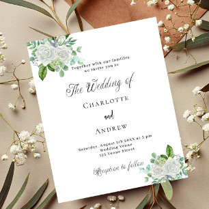 Prospectus 11,4 Cm X 14,2 Cm Floraux blancs mariages vert invitation budget