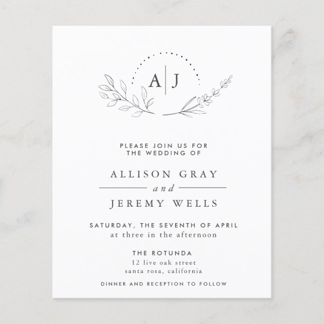 Prospectus 11,4 Cm X 14,2 Cm Flore Faire-part de mariage (Devant)