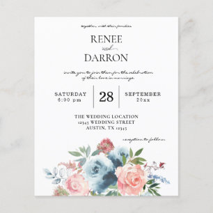 Prospectus 11,4 Cm X 14,2 Cm Flore Mariage bleu et rose pâle pour bébé budget