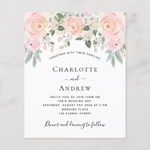 Prospectus 11,4 Cm X 14,2 Cm Flores rose vif budget mariage des médias sociaux