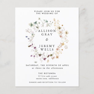 Prospectus 11,4 Cm X 14,2 Cm Flyer budget faire-part de mariage